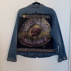 Handmade Grateful Dead American Beauty Band Tee Jean Jacket